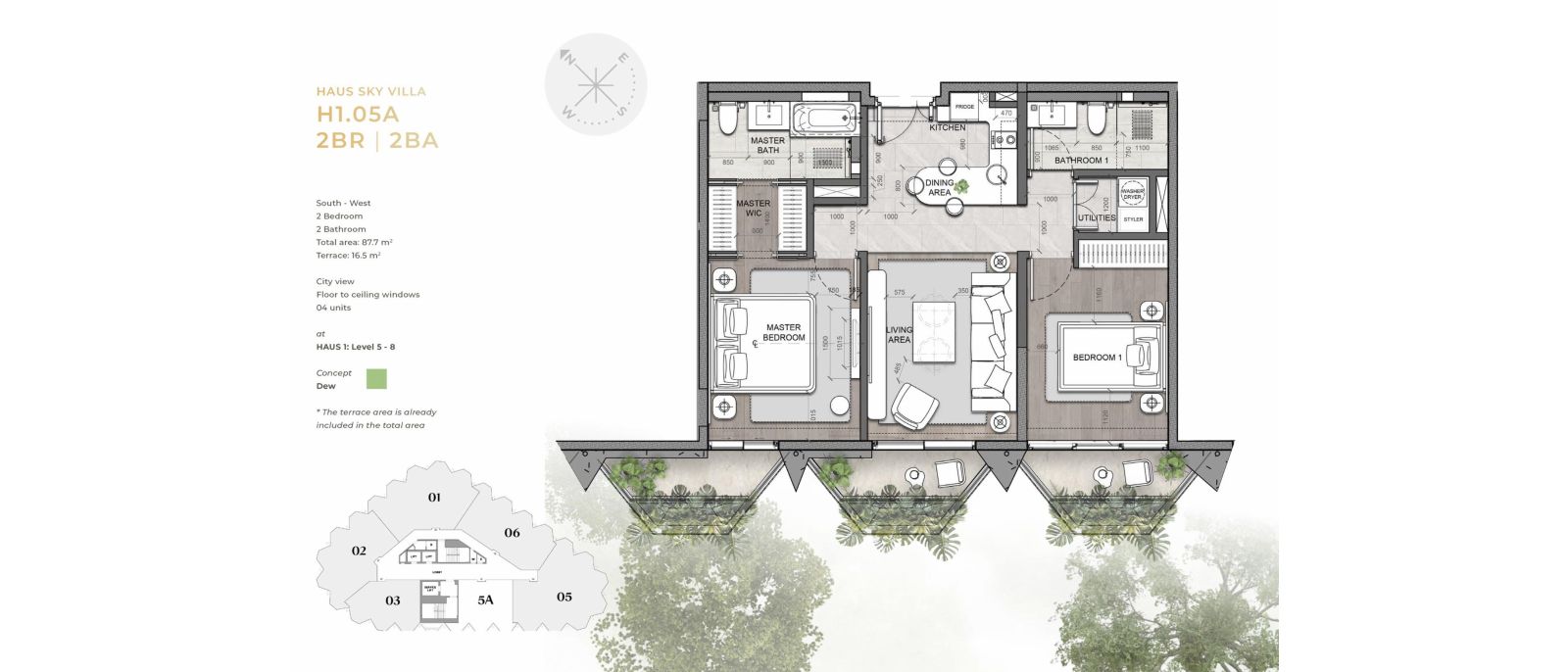 Layout Sky Villa 2 Phòng Ngủ Dự Án Haus Đà Lạt