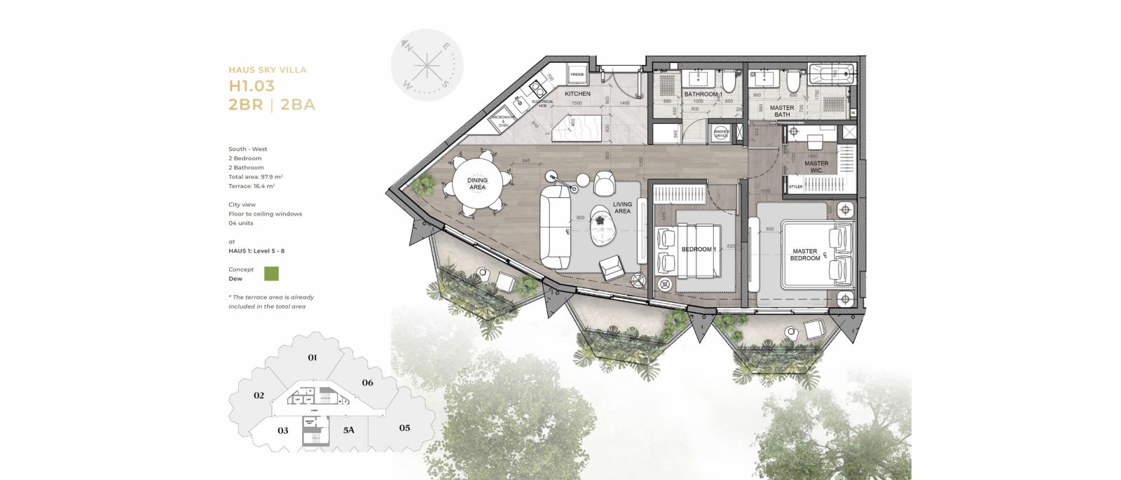 Layout Sky Villa 2 Phòng Ngủ Dự Án Haus Đà Lạt