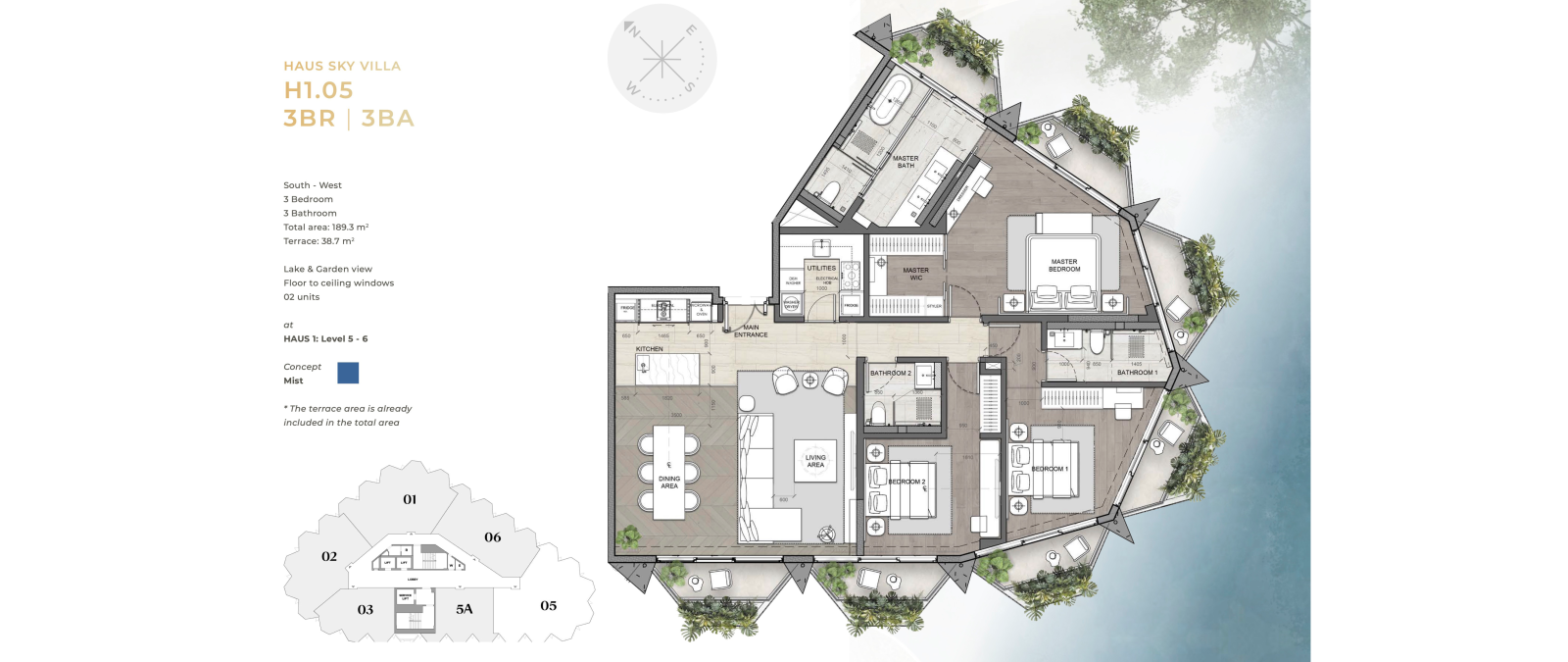 Layout Sky Villa 3 Phòng Ngủ Dự Án Haus Đà Lạt