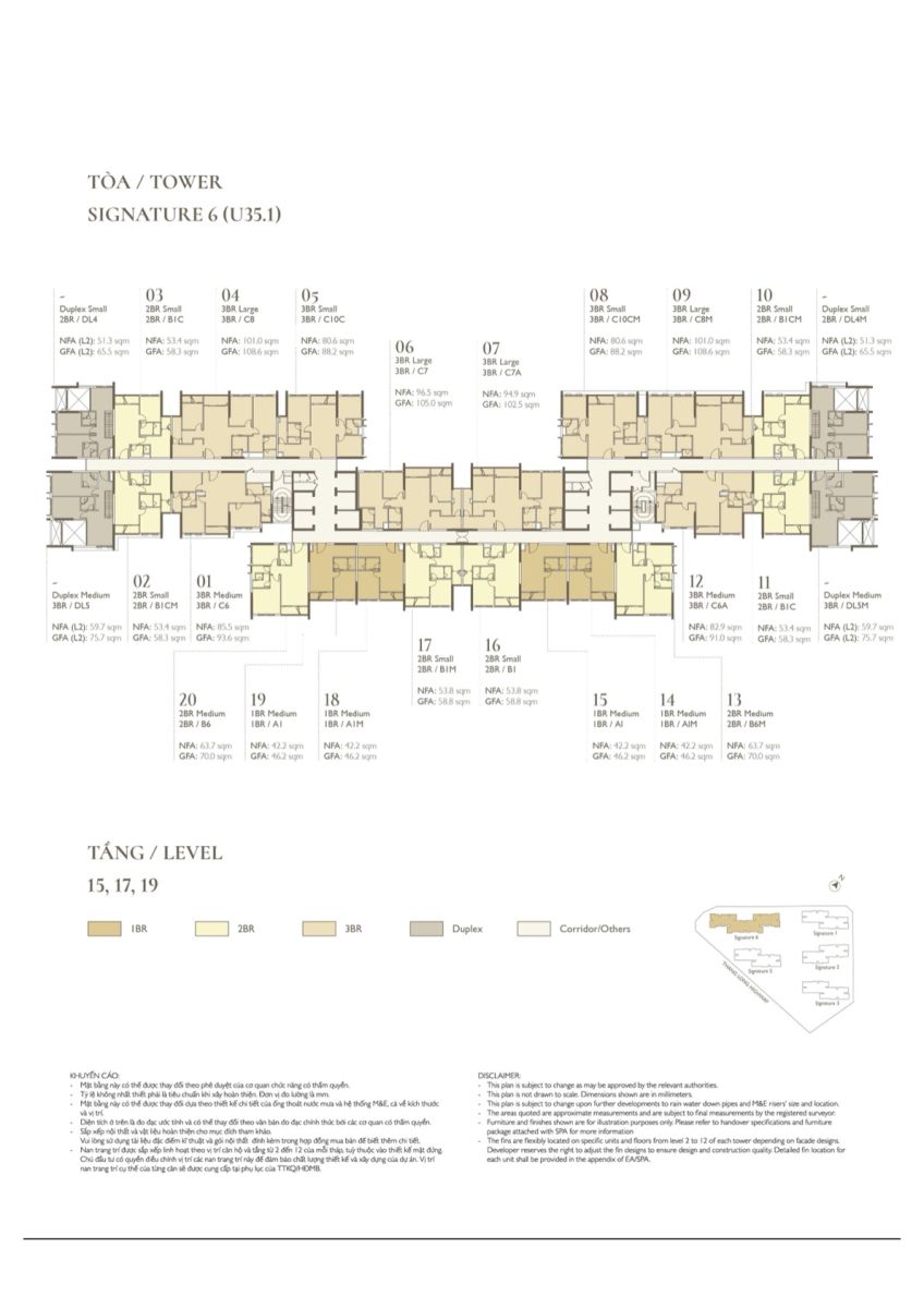 Mặt bằng tòa S6 từ tầng 15,17,19