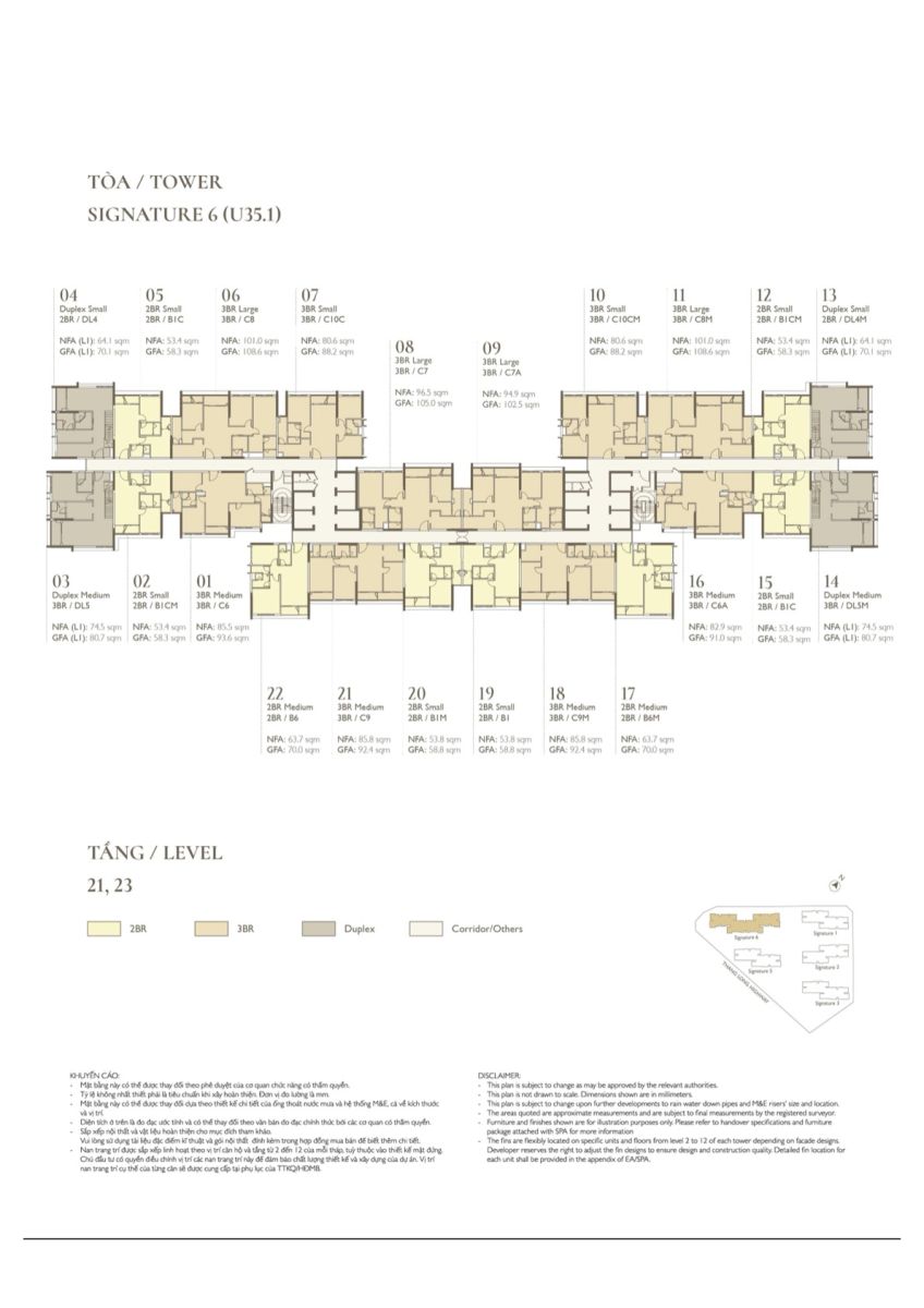 Mặt bằng tòa S6 tầng 21 và 23