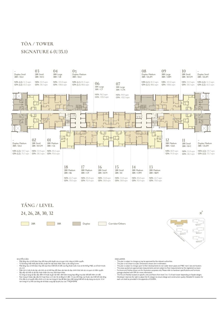 Mặt bằng tòa S6 tầng 24,26,28,30,32