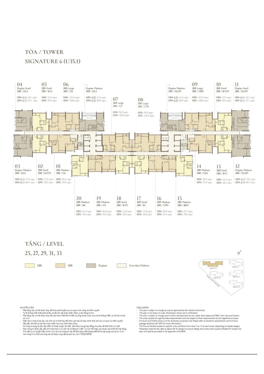 Mặt bằng tòa S6 tầng 25,27,29,31,33