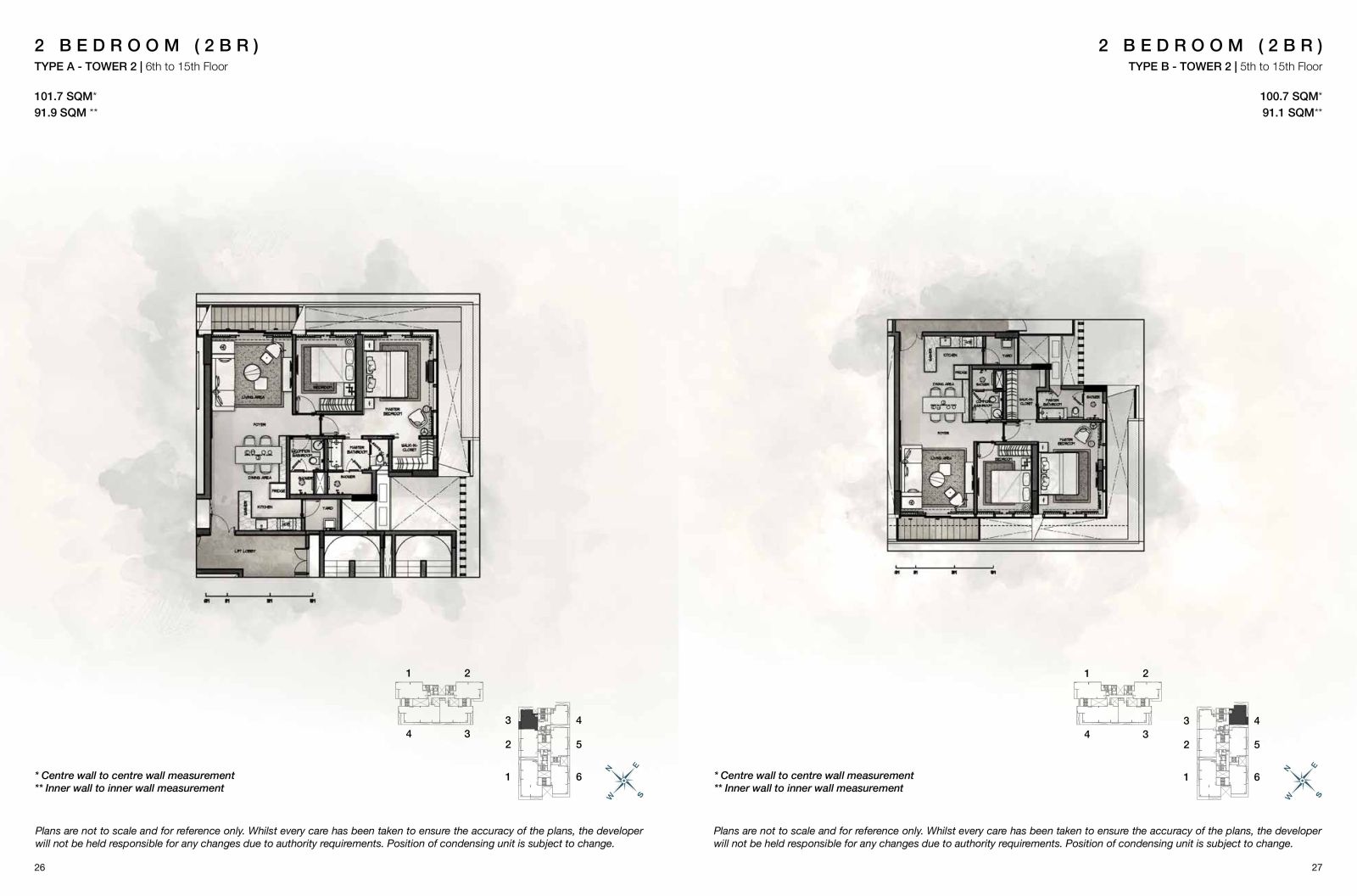 Layout căn hộ 2 phòng ngủ Cove Residence