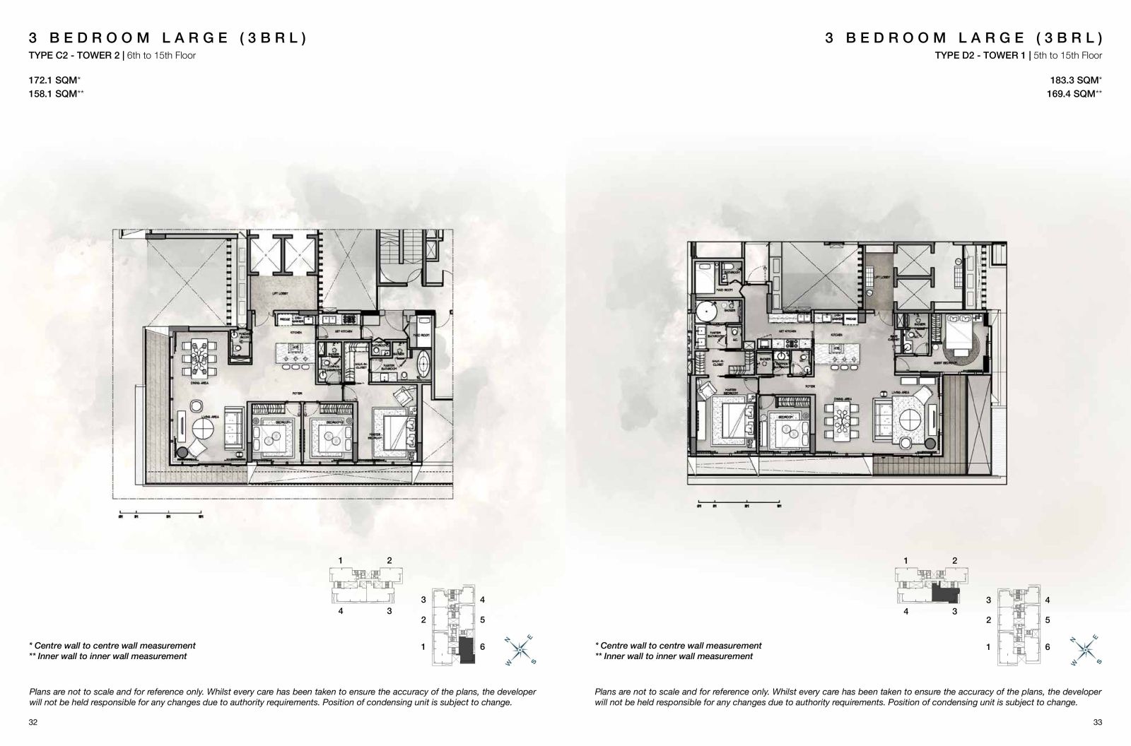 Layout căn hộ 3 phòng ngủ Cove Residence