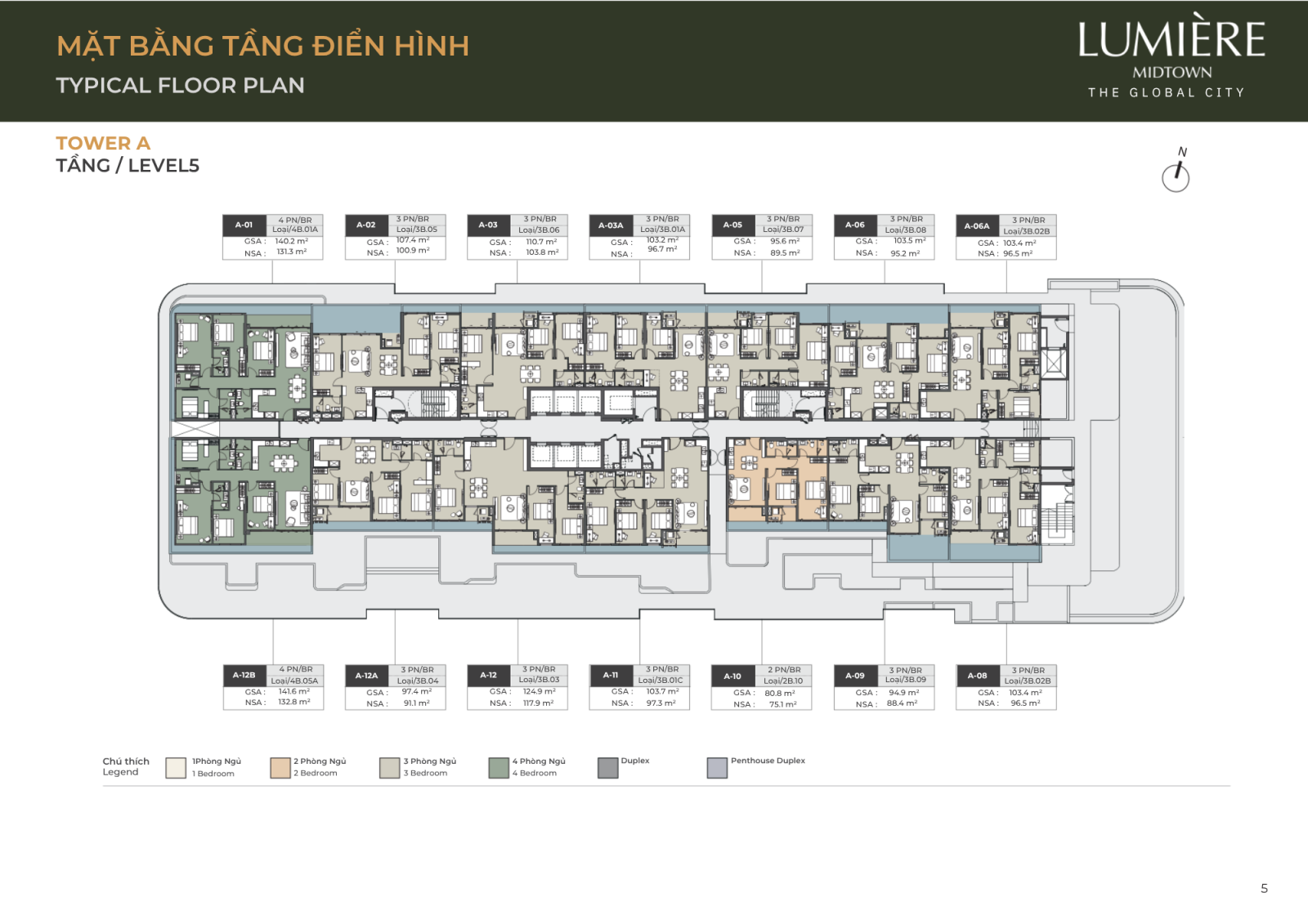 Mặt bằng tầng 5 dự án Lumiere Midtown The Global City 