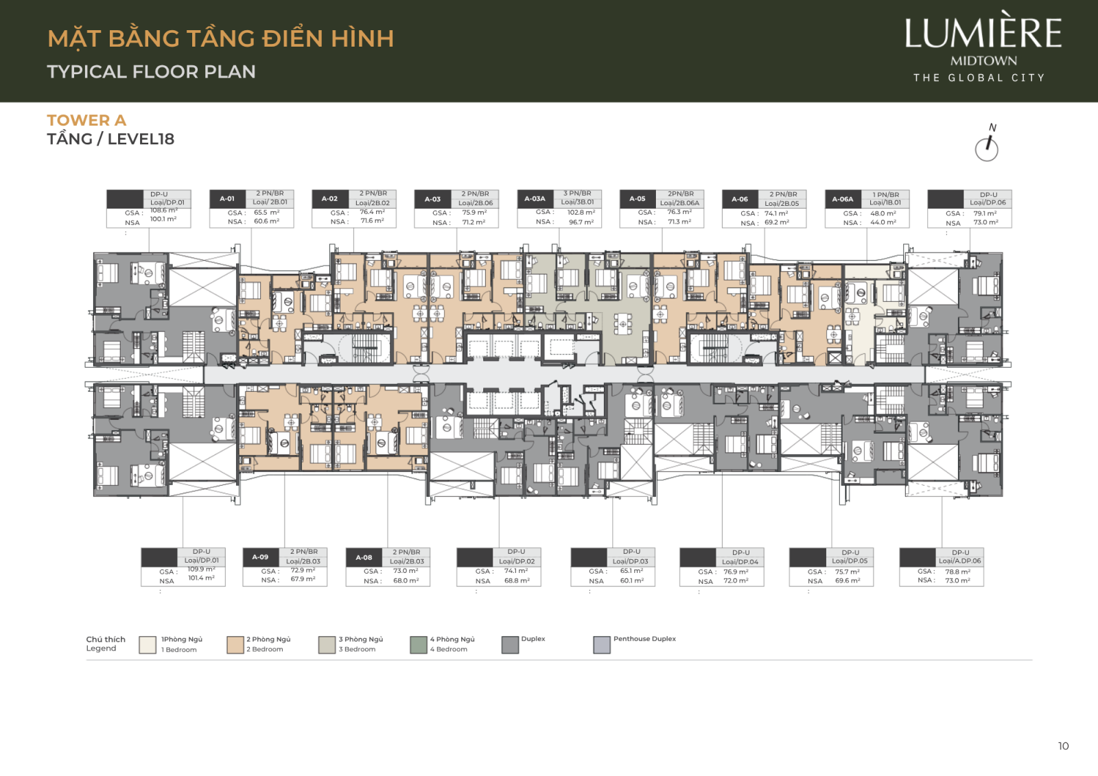 Mặt bằng tầng 18 dự án Lumiere Midtown The Global City 
