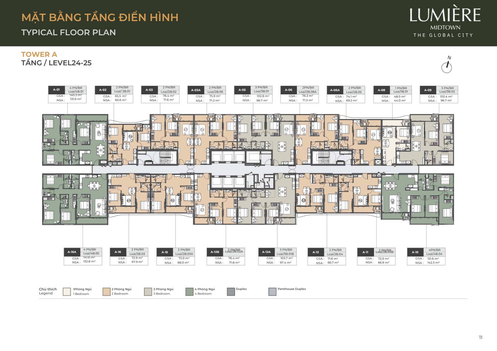 Mặt bằng tầng 24 và tầng 25 dự án Lumiere Midtown The Global City 