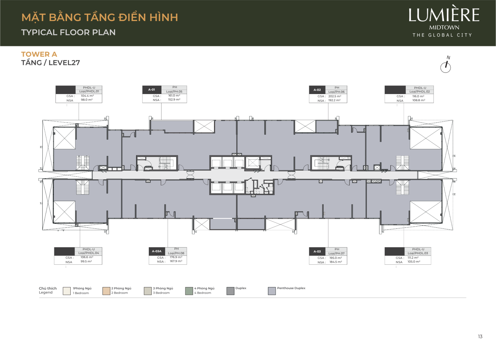 Mặt bằng tầng 27 dự án Lumiere Midtown The Global City 