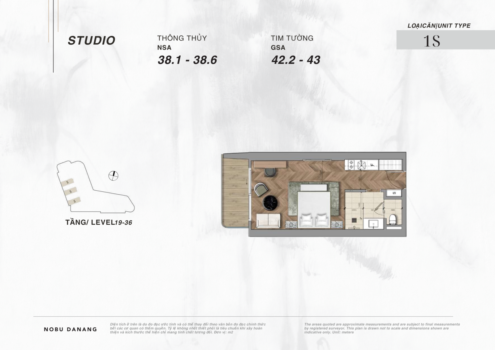 Chi Tiết Layout căn hộ Studio dự án Nobu Hotel và Residneces Đà Nẵng