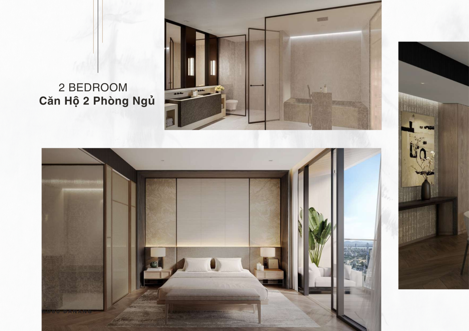 Chi Tiết Layout căn hộ 2 phòng ngủ dự án Nobu Hotel và Residences Đà Nẵng