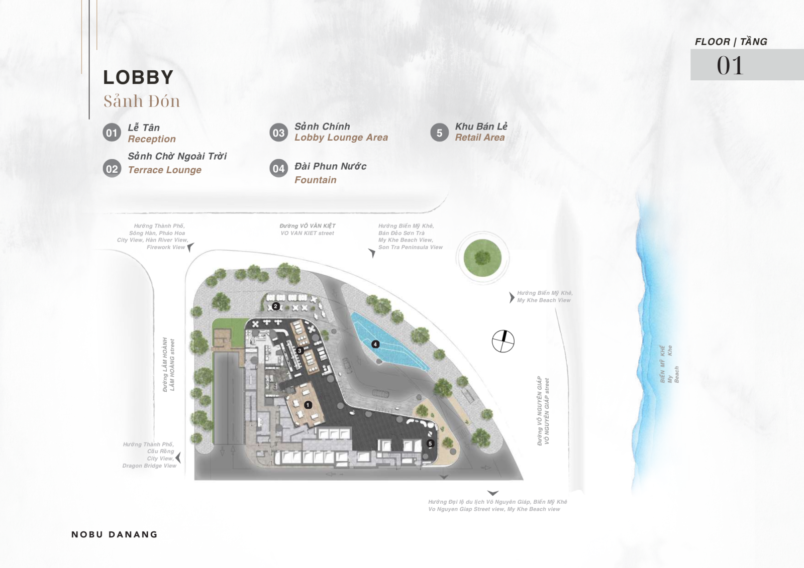Mặt bằng tiện ích tầng 1 dự án Nobu Hotel và Residences Đà Nẵng