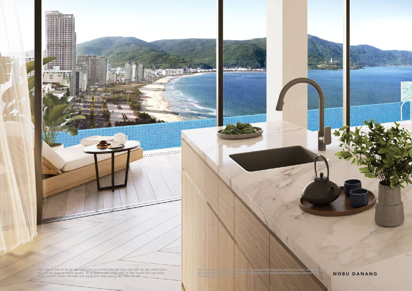 Layout căn hộ 2 phòng ngủ dự án Nobu Hotel và Residences Đà Nẵng