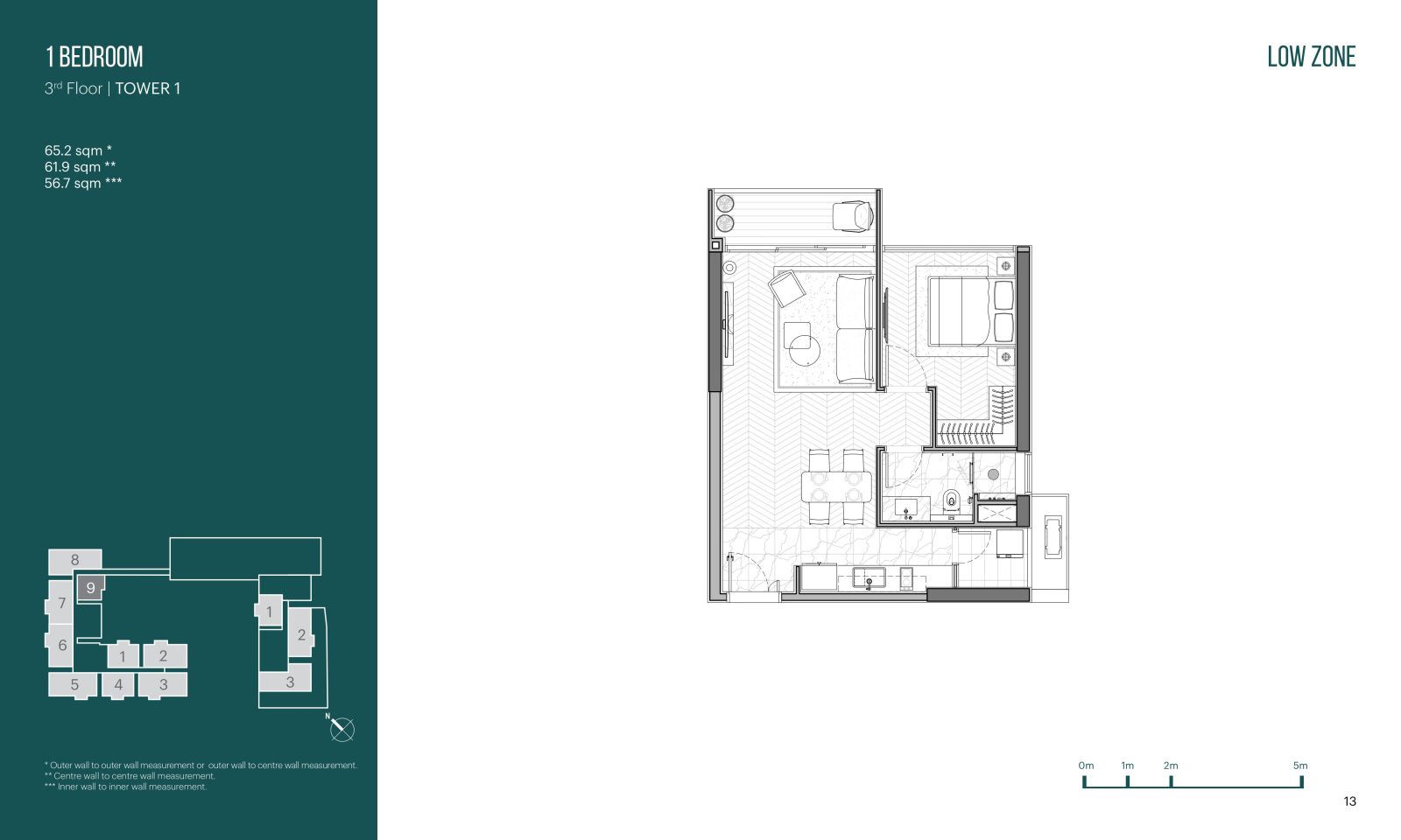 Layout căn hộ 1 phòng ngủ Narra Residences