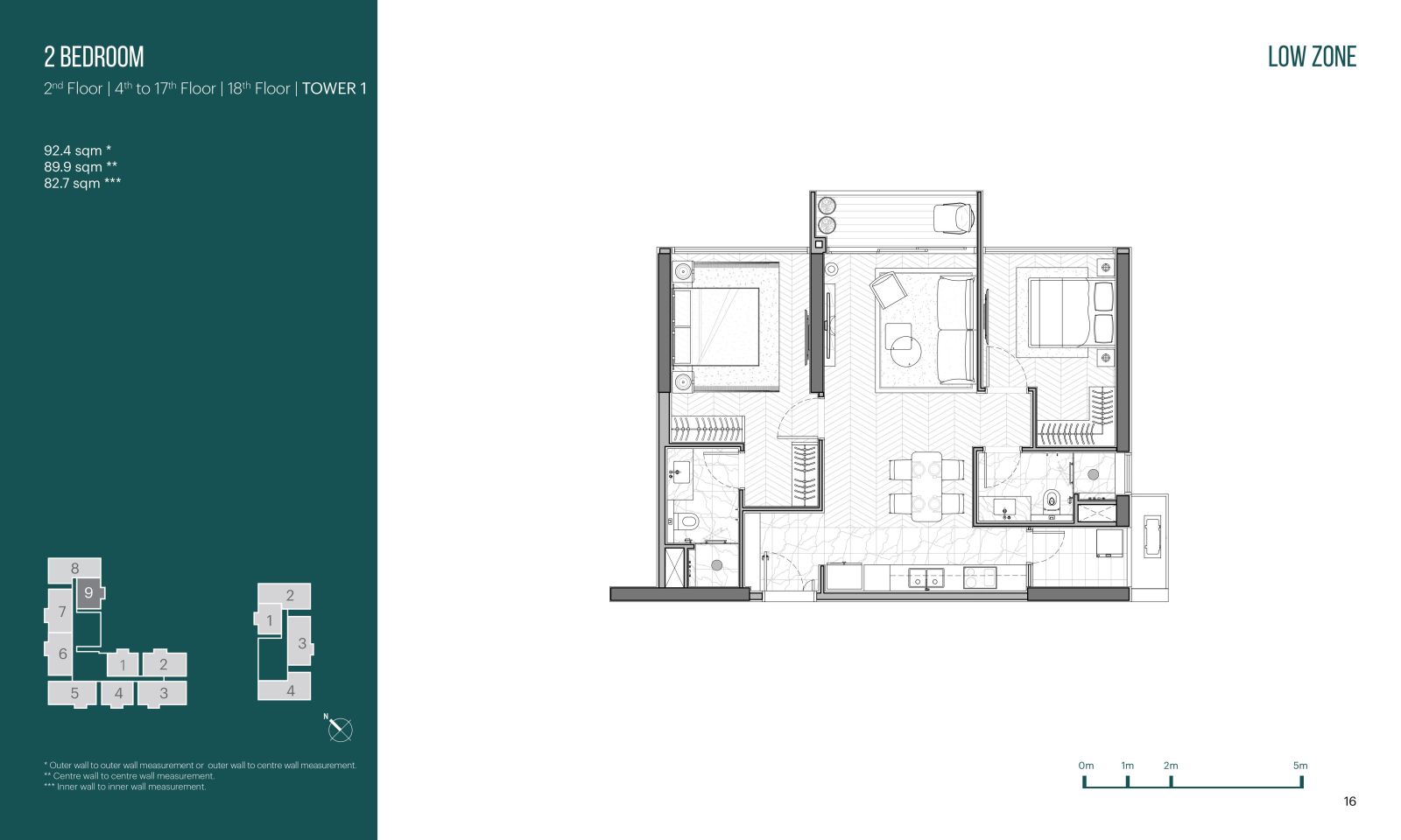 Layout căn hộ 2 phòng ngủ Narra Residences