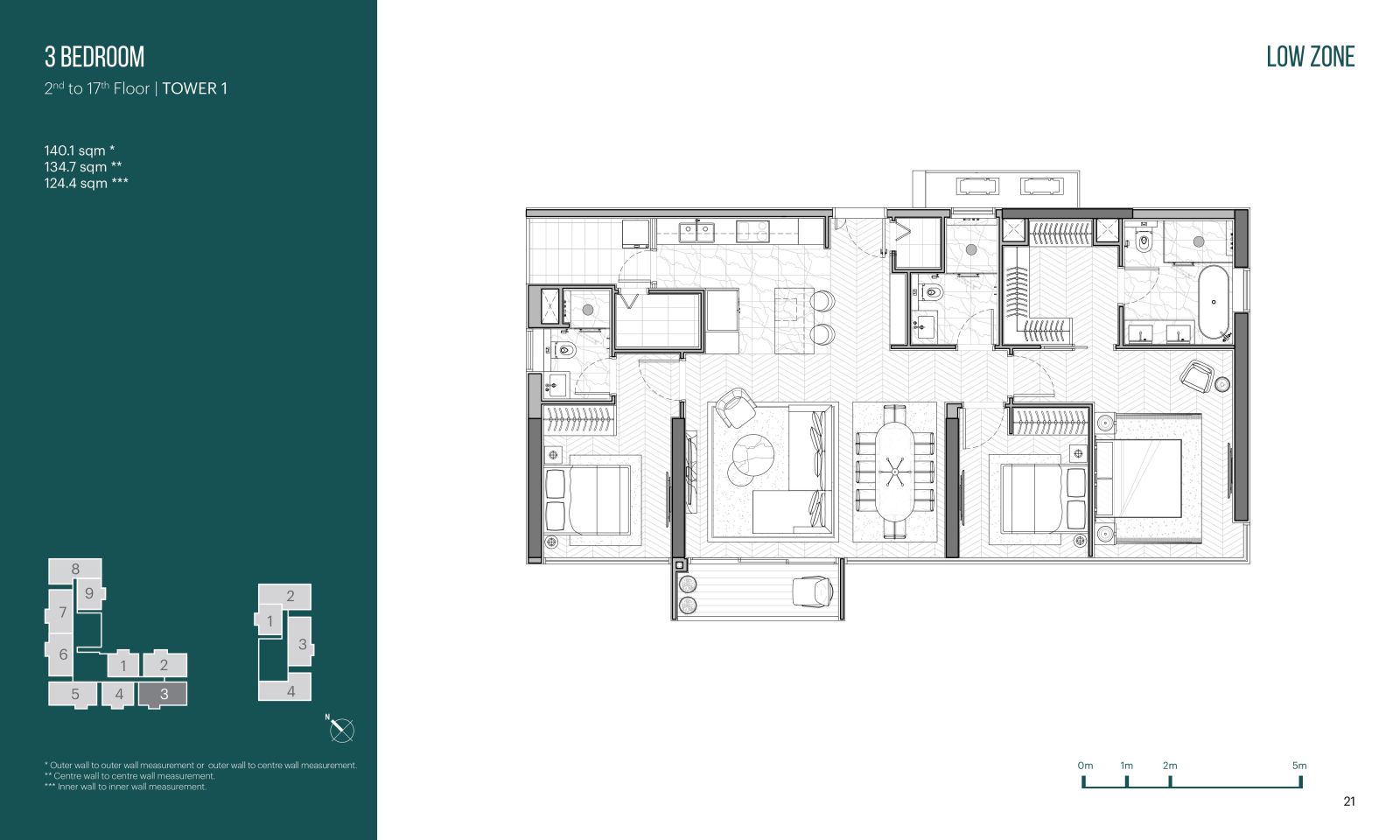 Layout căn hộ 3 phòng ngủ Narra Residences