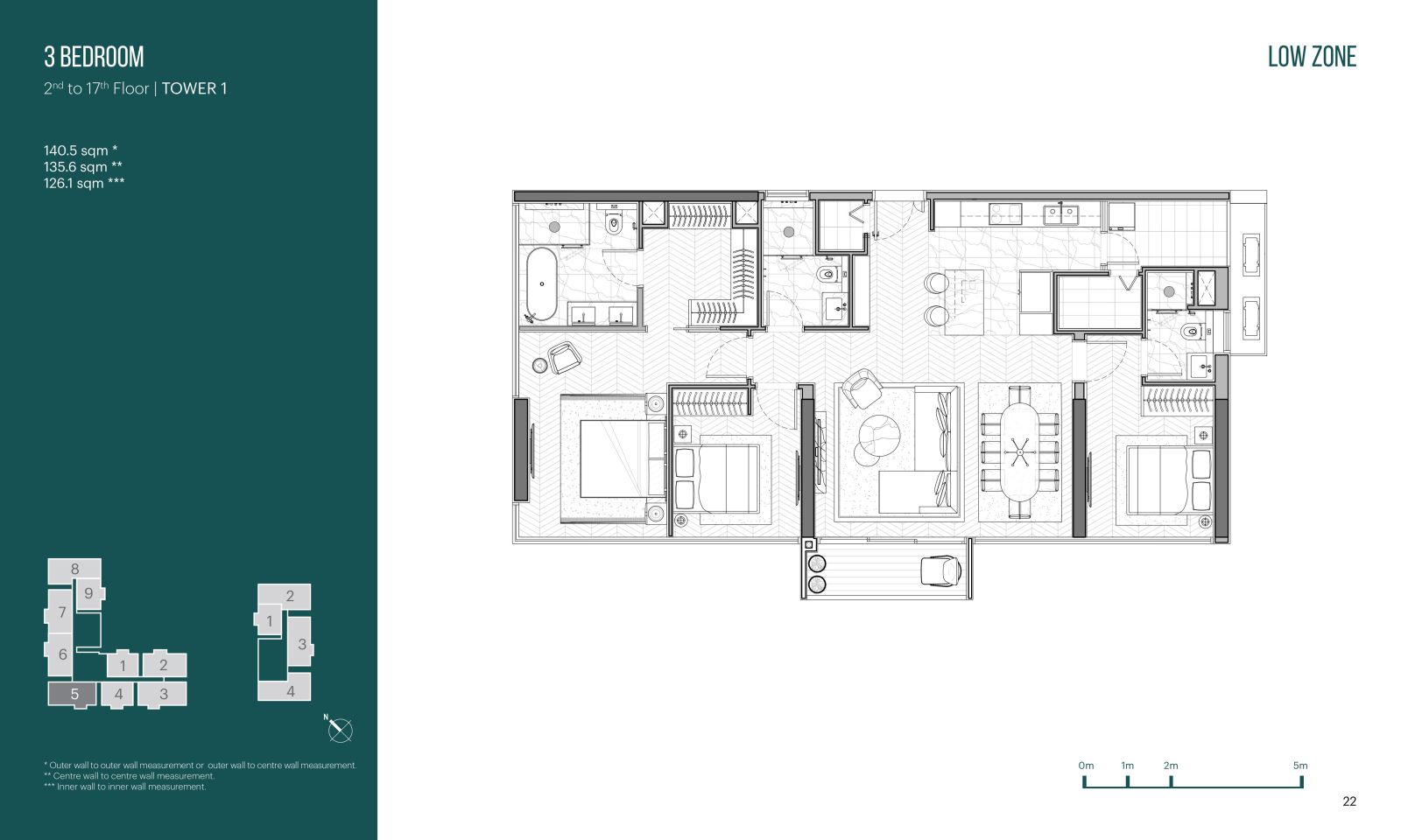 Layout căn hộ 3 phòng ngủ Narra Residences