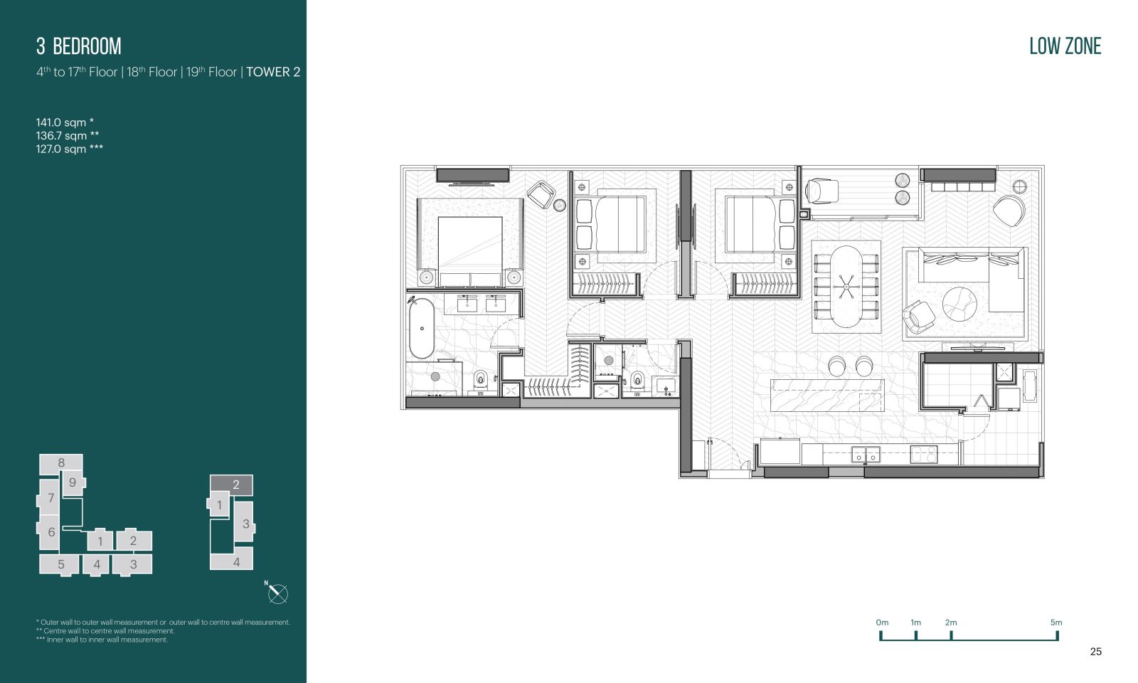Layout căn hộ 3 phòng ngủ Narra Residences