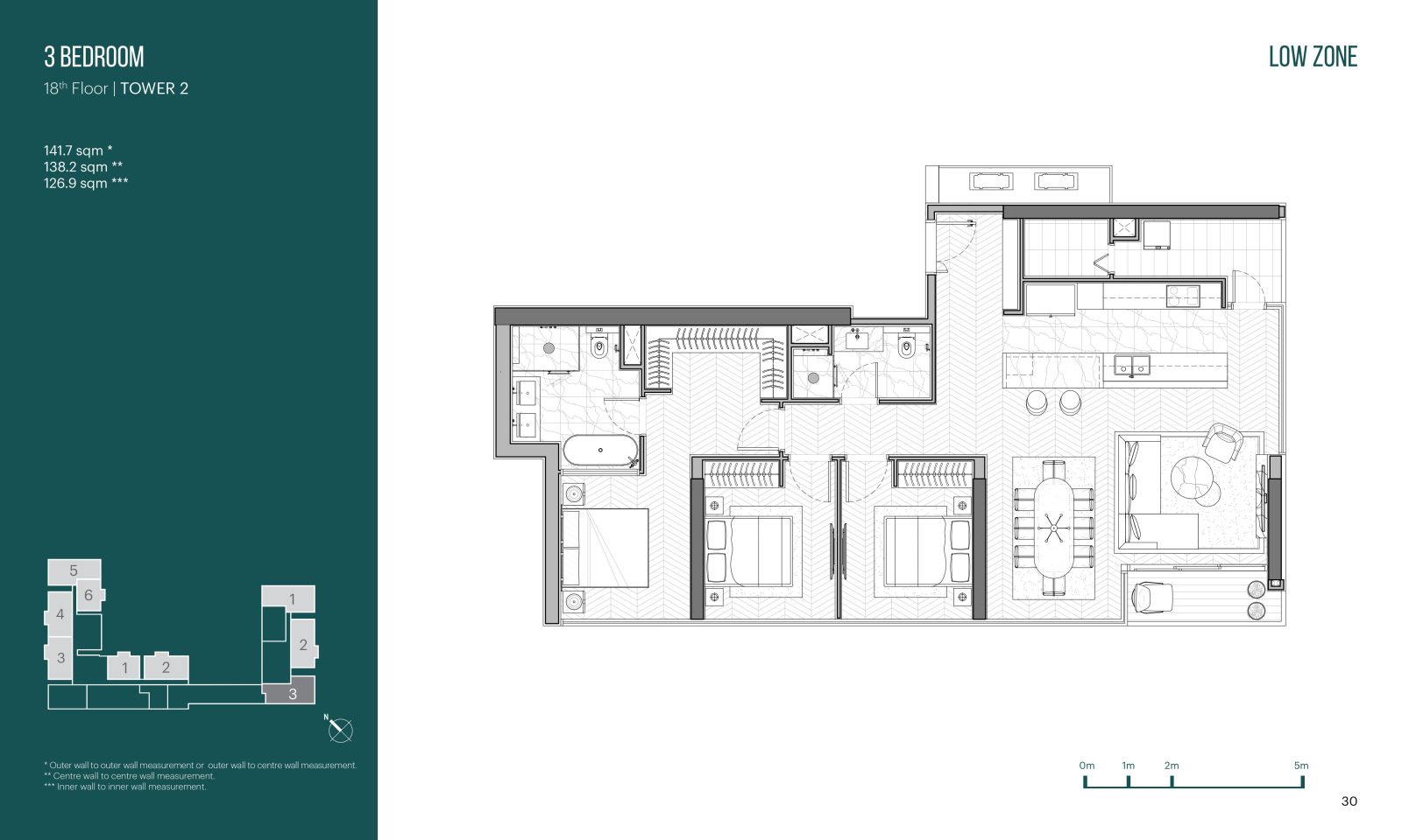 Layout căn hộ 3 phòng ngủ Narra Residences
