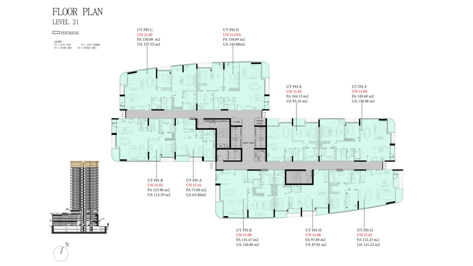 MẶT BẰNG PENTHOUSE TẦNG 21 TẠI TÒA THE ALPHA RESIDENCE THUỘC DỰ ÁN THE 9 STELLARS