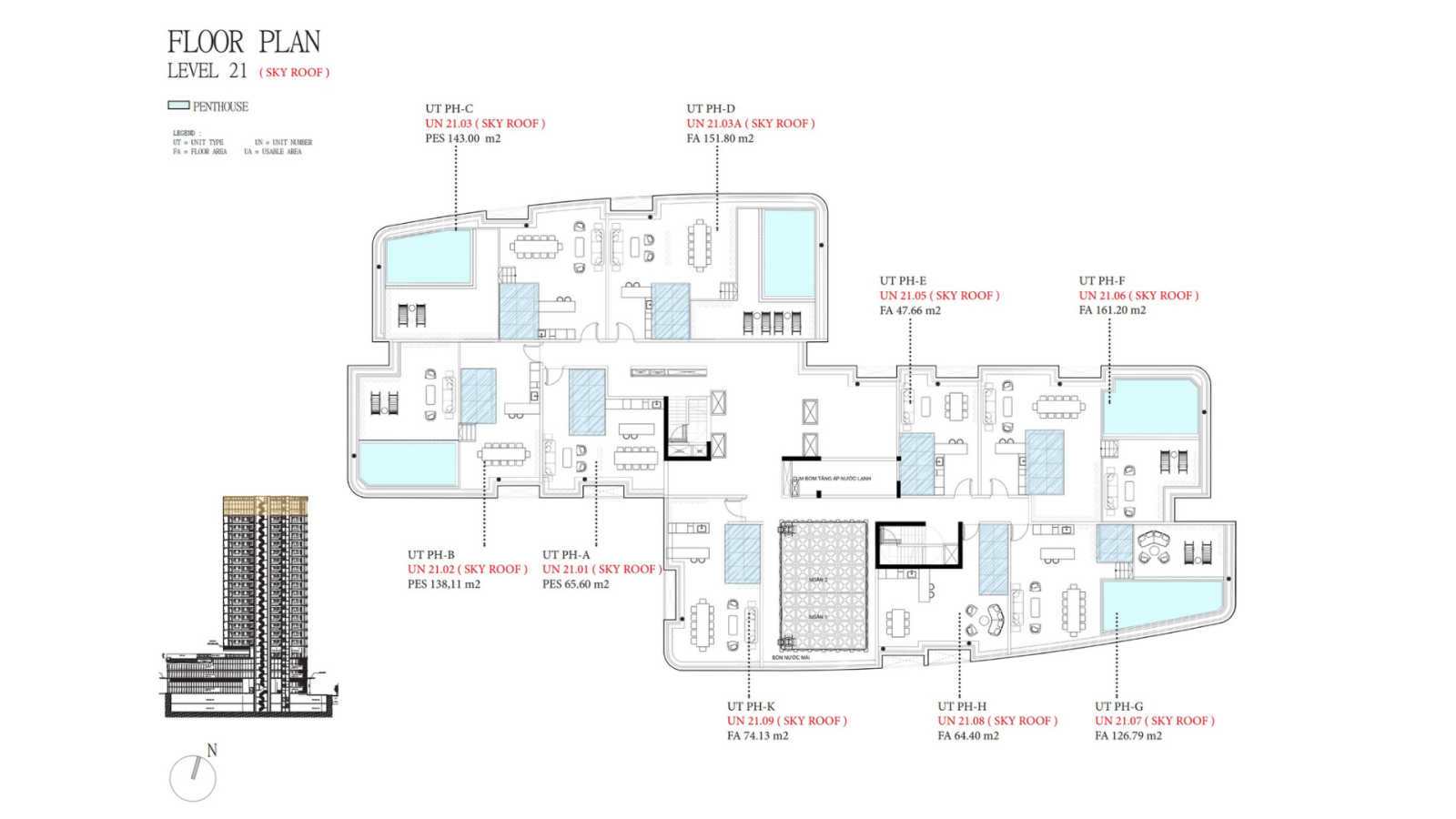 MẶT BẰNG PENTHOUSE TẦNG SÂN THƯỢNG TẠI TÒA THE ALPHA RESIDENCE THUỘC DỰ ÁN THE 9 STELLARS