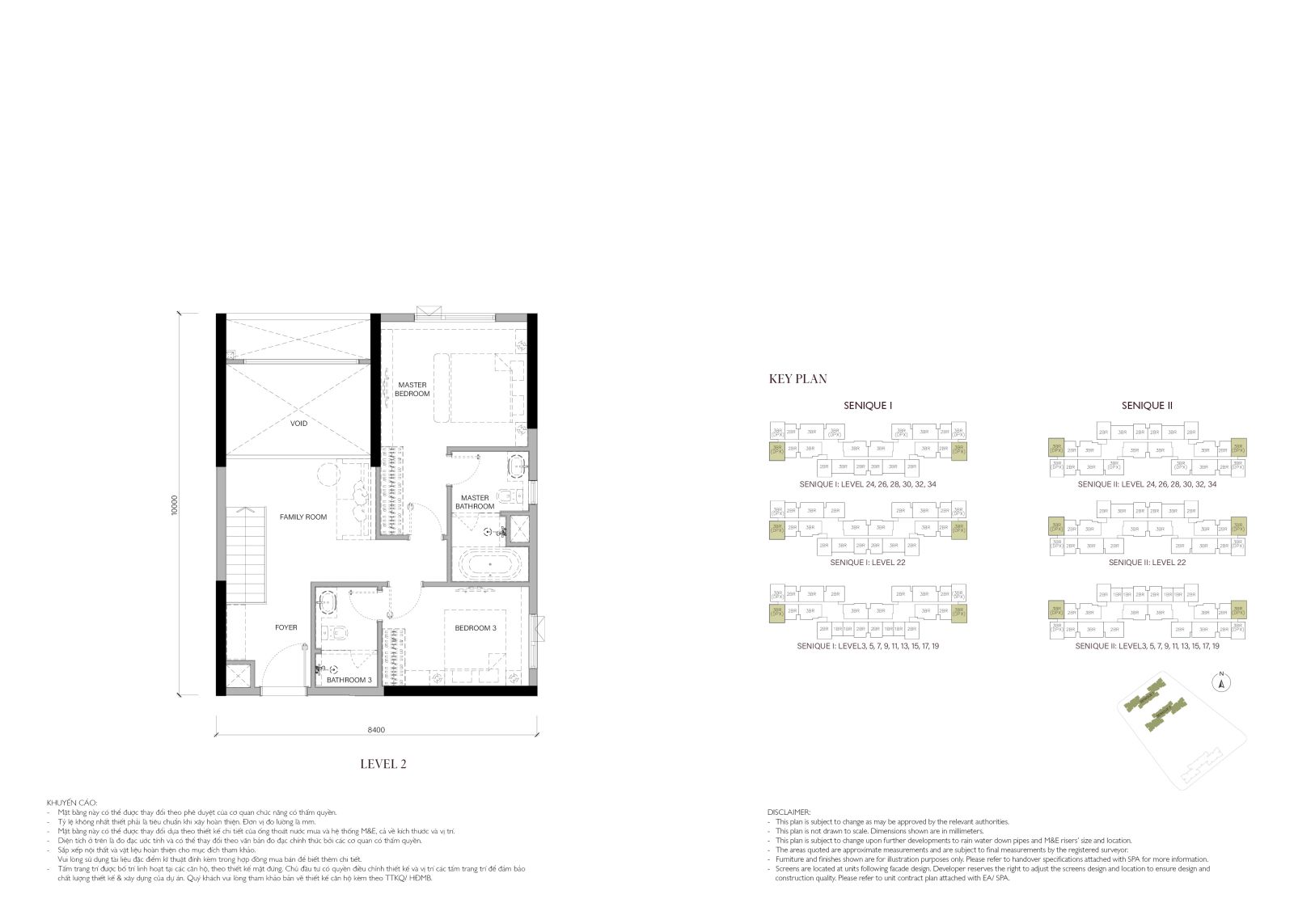 Layout căn hộ Duplex Medium 3 phòng ngủ The Senique 1 và 2