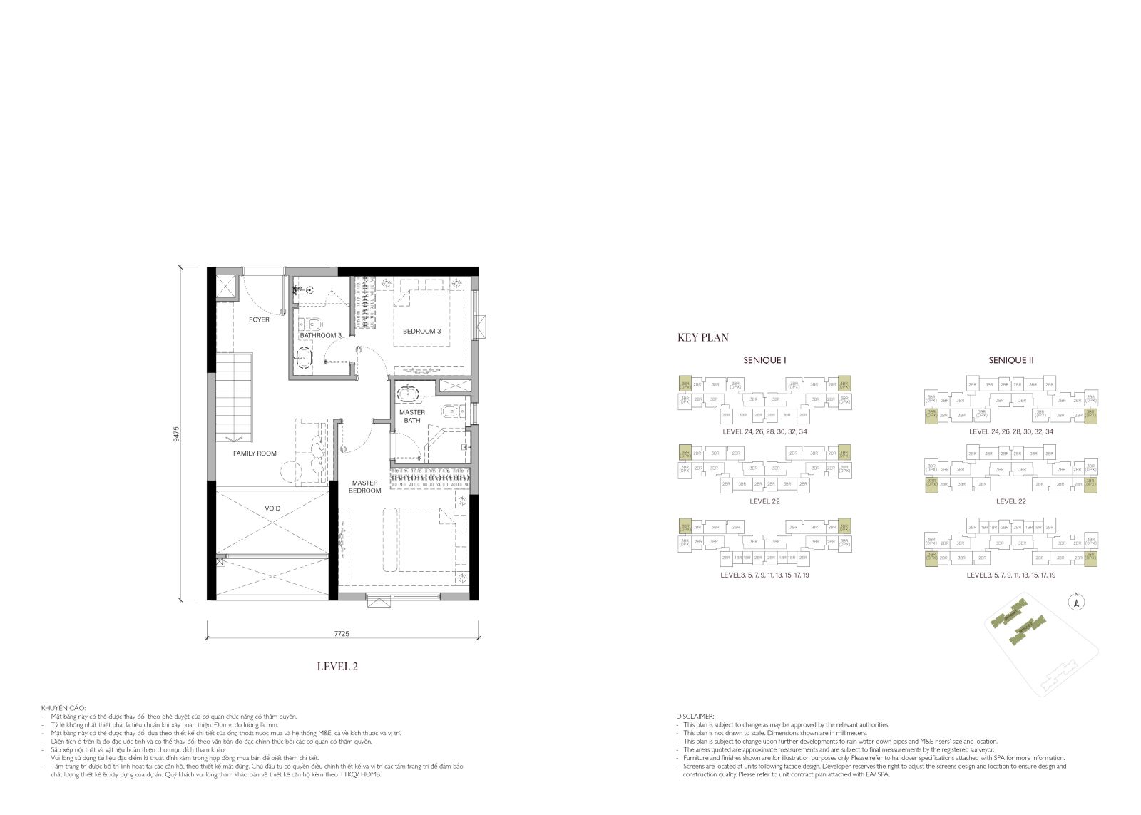 Layout căn hộ Duplex Small 3 phòng ngủ The Senique 1 và 2