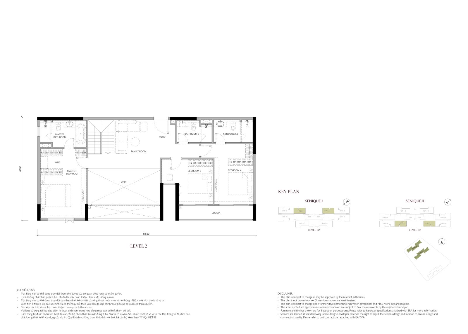 Layout căn hộ Duplex Medium 3 phòng ngủ The Senique 1 và 2