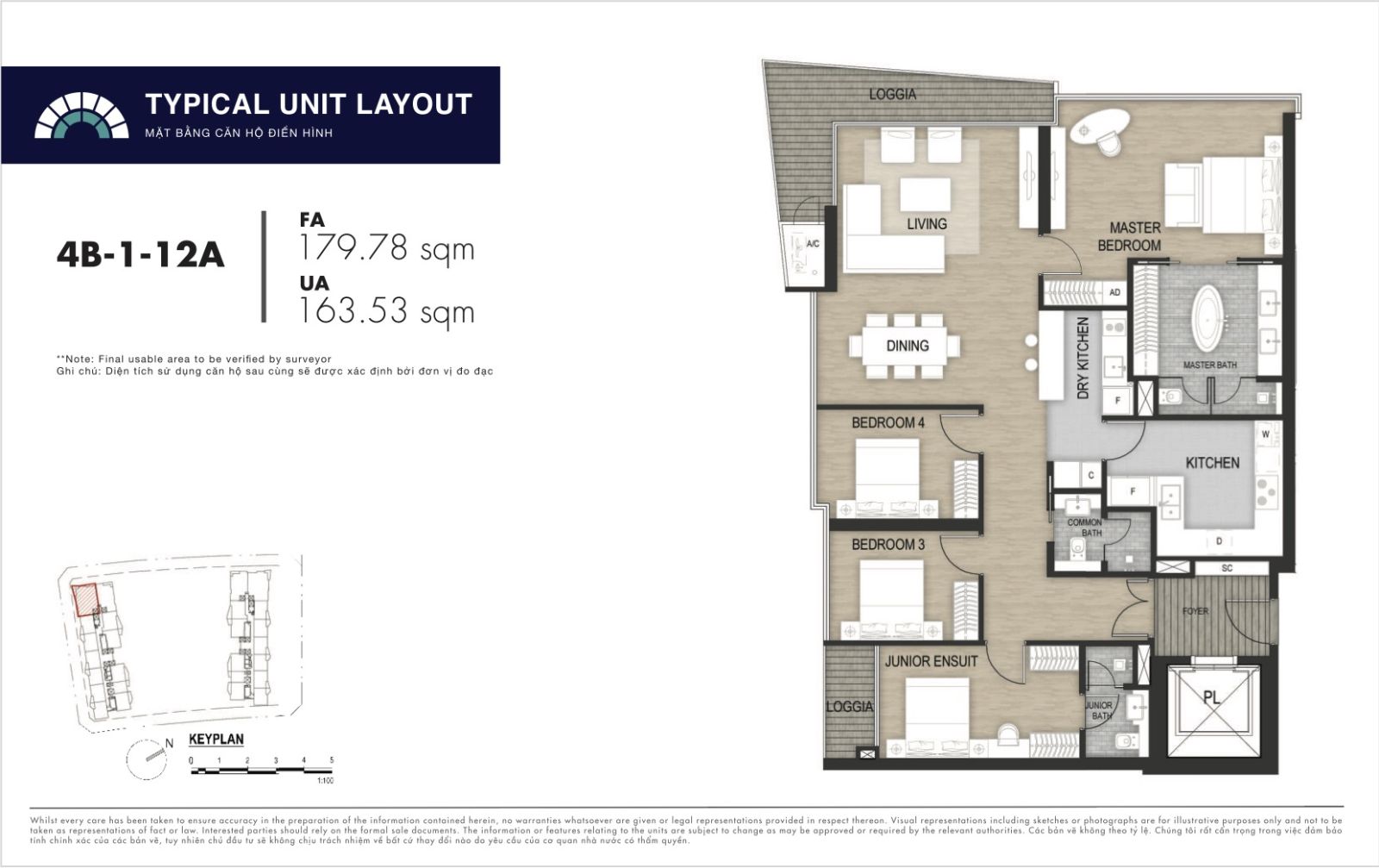 Layout 4 phòng ngủ Opera Residence Thủ Thiêm