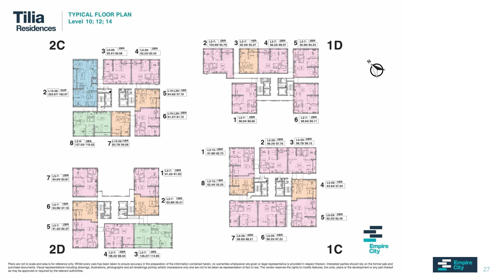 Mặt bằng Tilia tầng 10, 12, 14