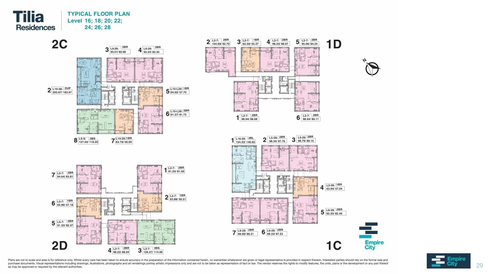 Mặt bằng Tilia tầng 16, 18, 20, 22, 24, 26, 28