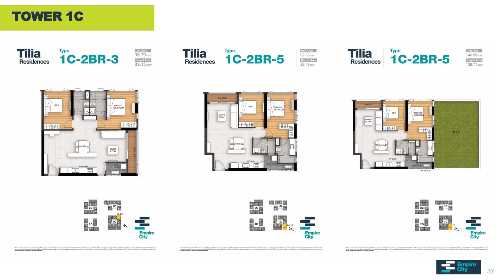 Layout căn hộ Tilia Residences 2 phòng ngủ
