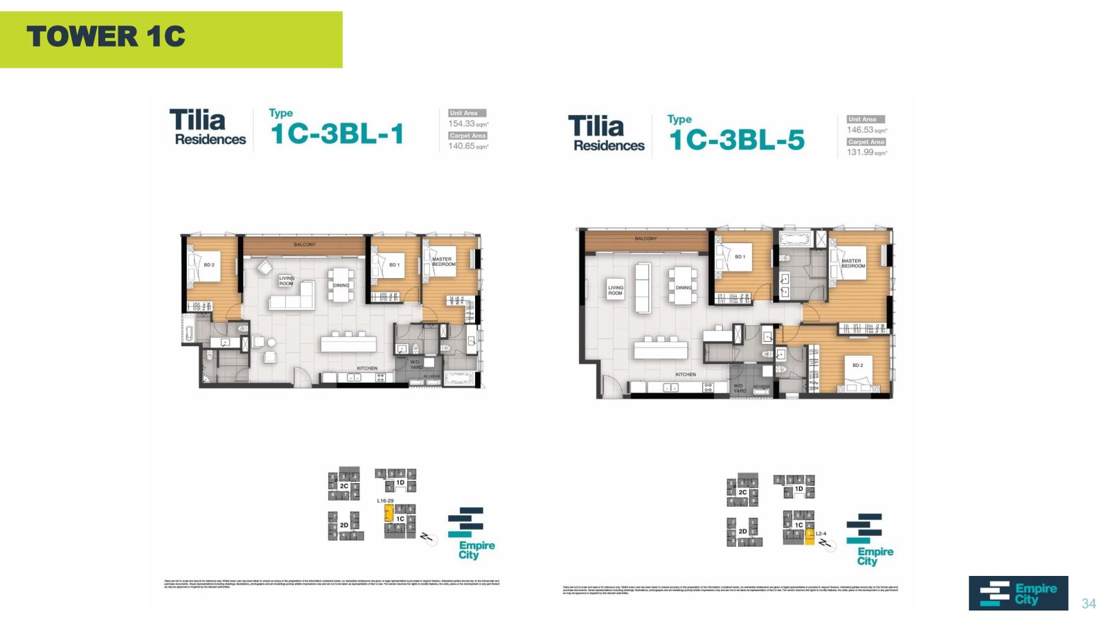 Layout căn hộ Tilia Residences 3 phòng ngủ