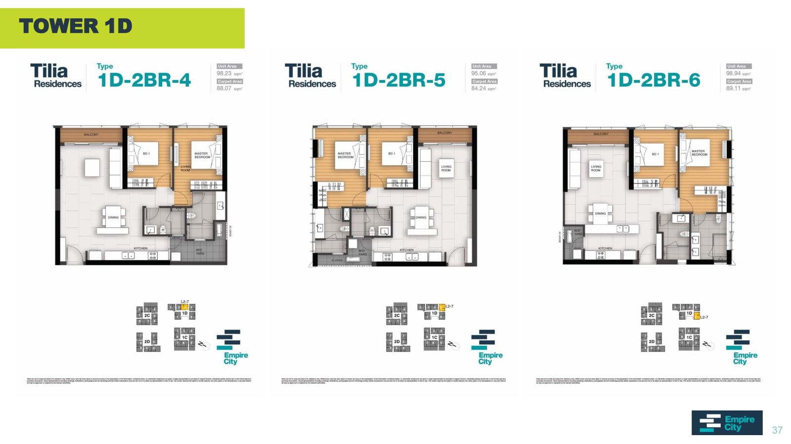 Layout căn hộ Tilia Residences 2 phòng ngủ