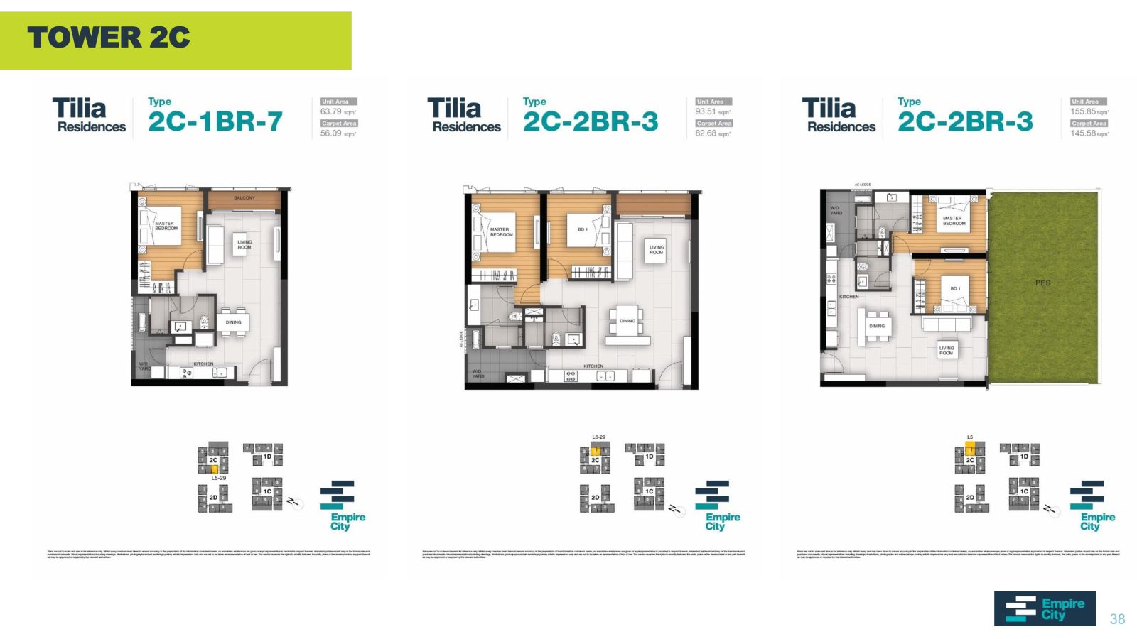 Layout căn hộ Tilia Residences 2 phòng ngủ