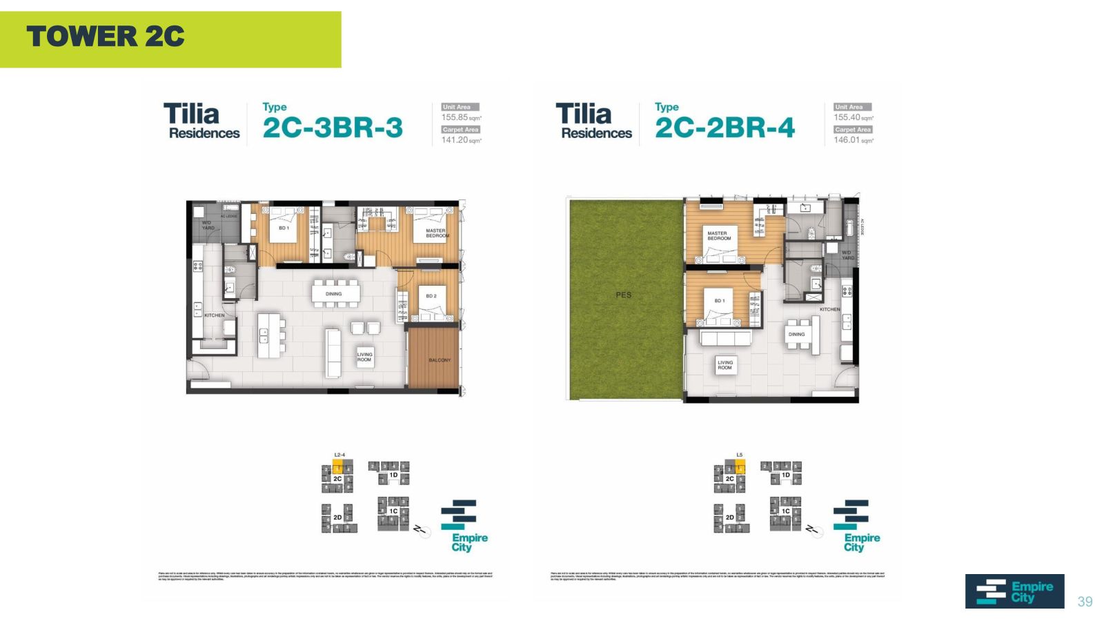 Layout căn hộ Tilia Residences 2 phòng ngủ