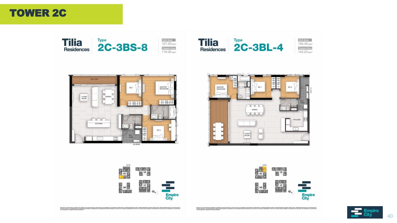 Layout căn hộ Tilia Residences 2 phòng ngủ