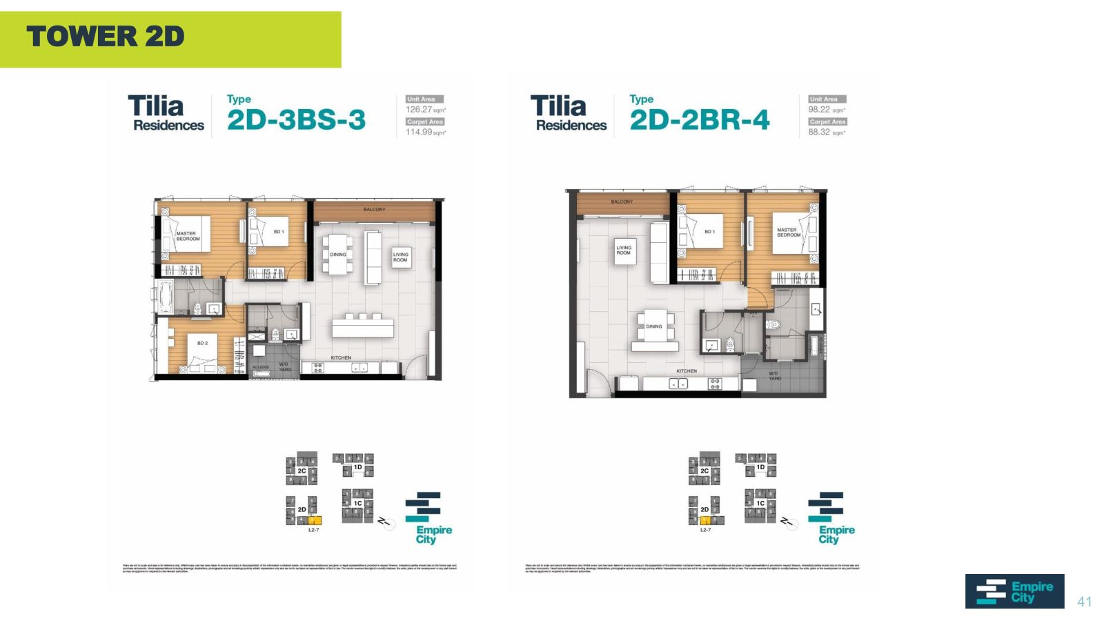 Layout căn hộ Tilia Residences 2 phòng ngủ