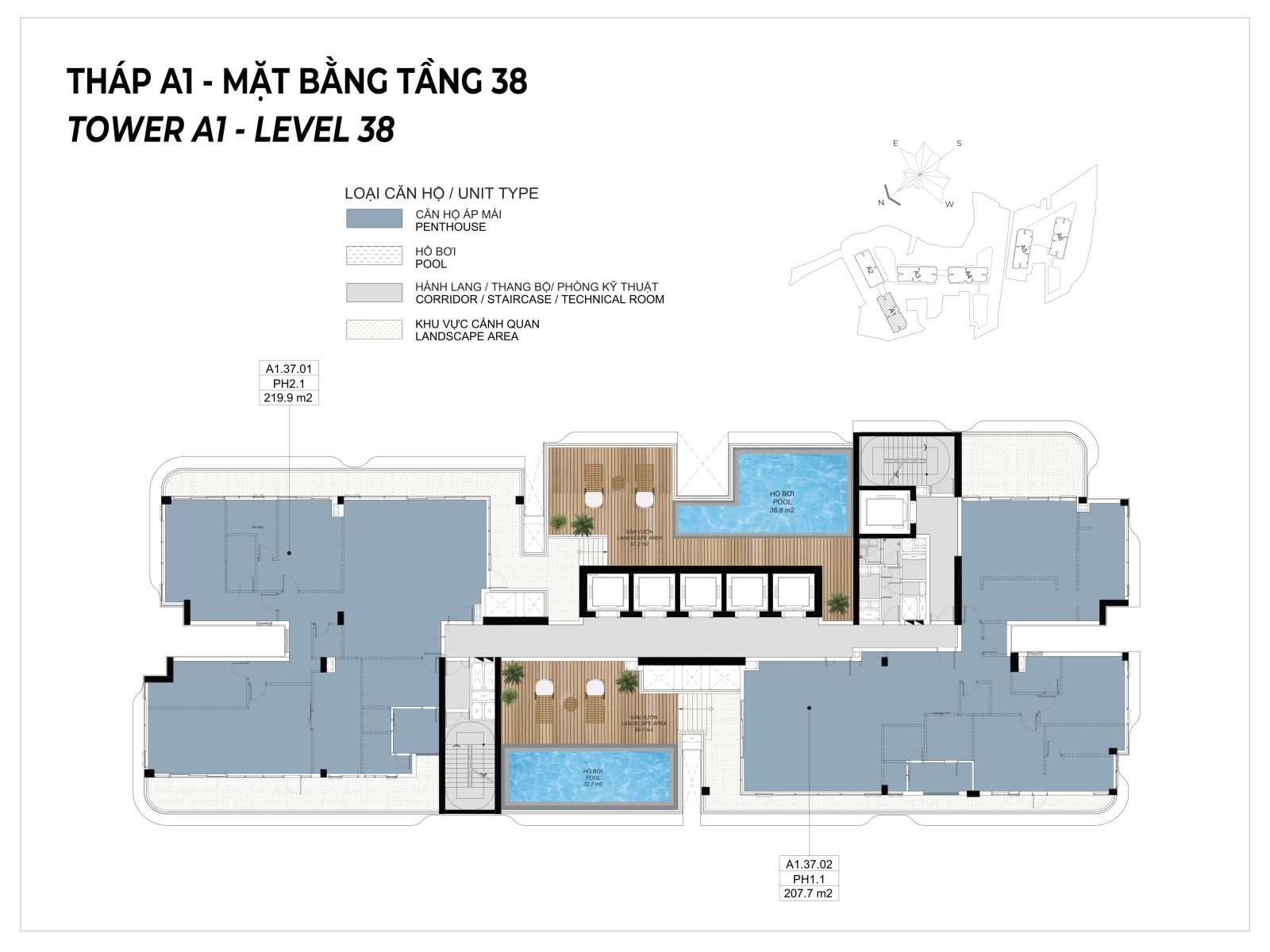 mặt bằng tổng thể penthouse eaton park A1